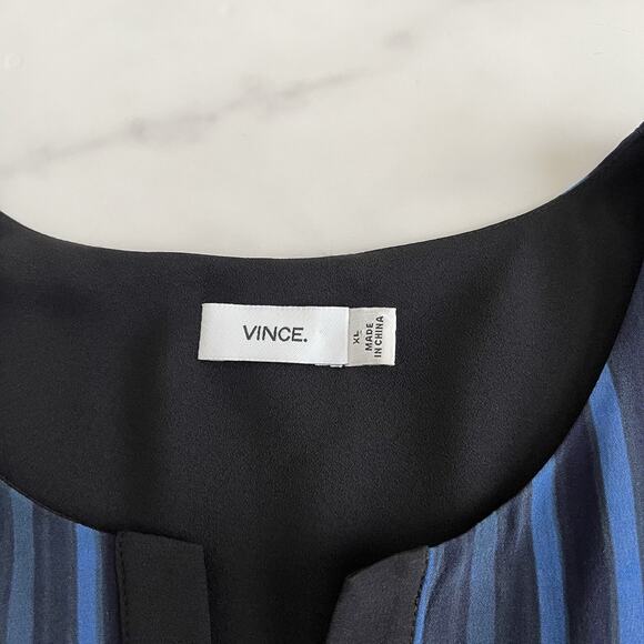 Vince Tie Dye Double Layer Silk Shift Dress Size XL preppy chic career Designer - Picture 3 of 9